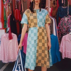 Lazy oaf checked happy sad dress UK size 10